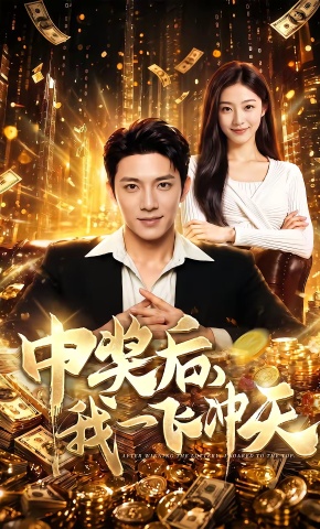 短剧《中奖后，我一飞冲天》海报