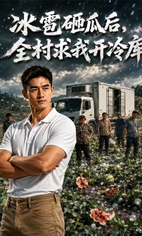 短剧《冰雹砸瓜后，全村求我开冷库》海报