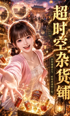 短剧《超时空杂货铺杂货铺通古今，时间流速快十倍》海报