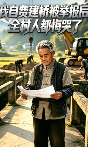短剧《我自费建桥被举报后，全村人都悔哭了》海报
