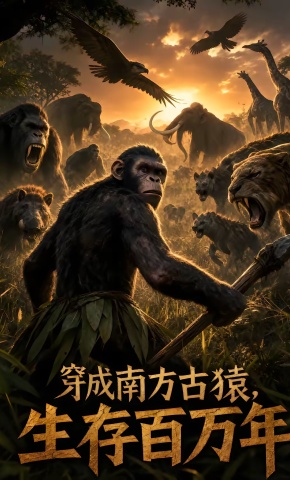 短剧《穿成南方古猿，生存百万年！》海报