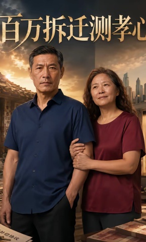 短剧《百万拆迁测孝心》海报