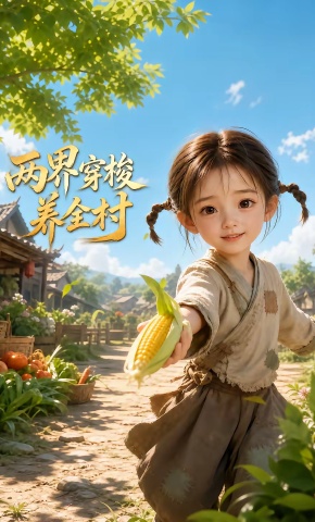 短剧《两界穿梭养全村》海报