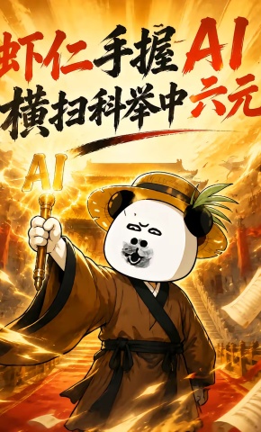 短剧《虾仁手握AI，横扫科举中六元》海报