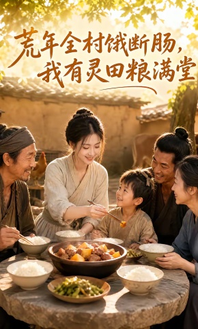短剧《荒年全村饿断肠，我有灵田粮满堂》海报