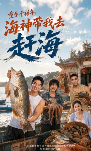 短剧《重生千禧年，海神带我去赶海》海报