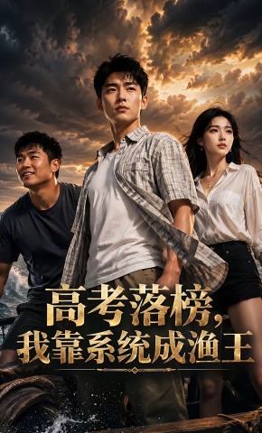 短剧《高考落榜，我靠系统成渔王》海报