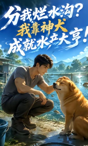 短剧《分我烂水沟，我靠神犬成就水产大亨》海报