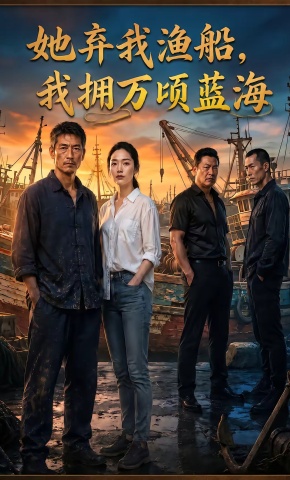 短剧《她弃我渔船，我拥万顷蓝海》海报